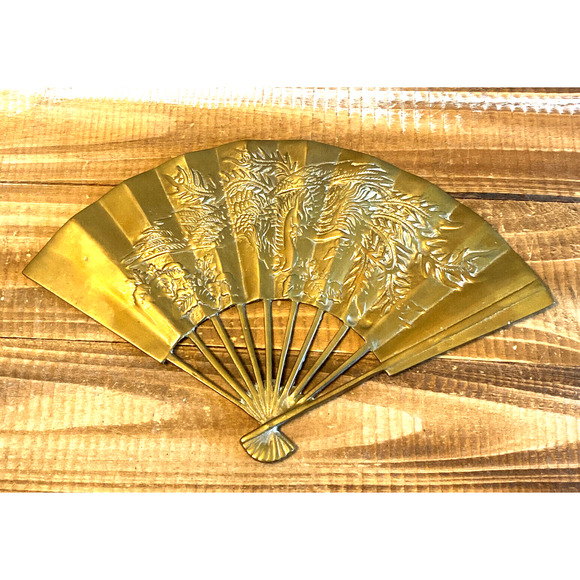 Vintage Enesco Solid Brass Dragon Paper Fan 11.75" Wide - Picture 2 of 7